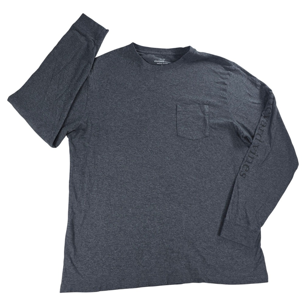 Vineyard Vines Long Sleeve Pocket T-Shirt Charcoal Gray L Mens